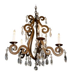 Iron and Crystal Chandelier
