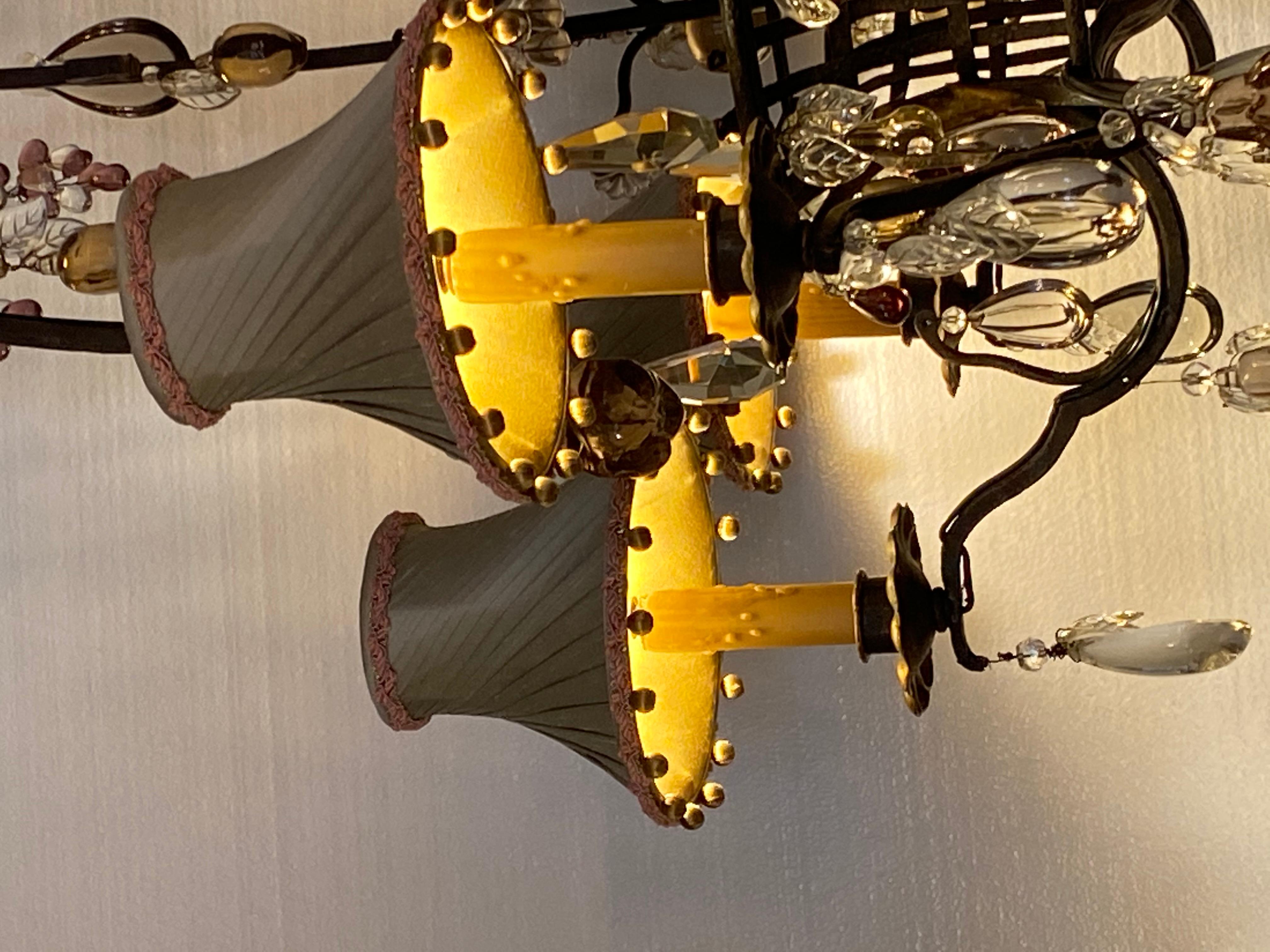 19th Century Iron and Crystal Fruit Chandelier For Sale