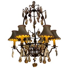 Iron and Crystal Fruit Chandelier