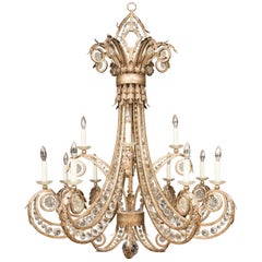 Iron and Crystal Twelve-Light Chandelier