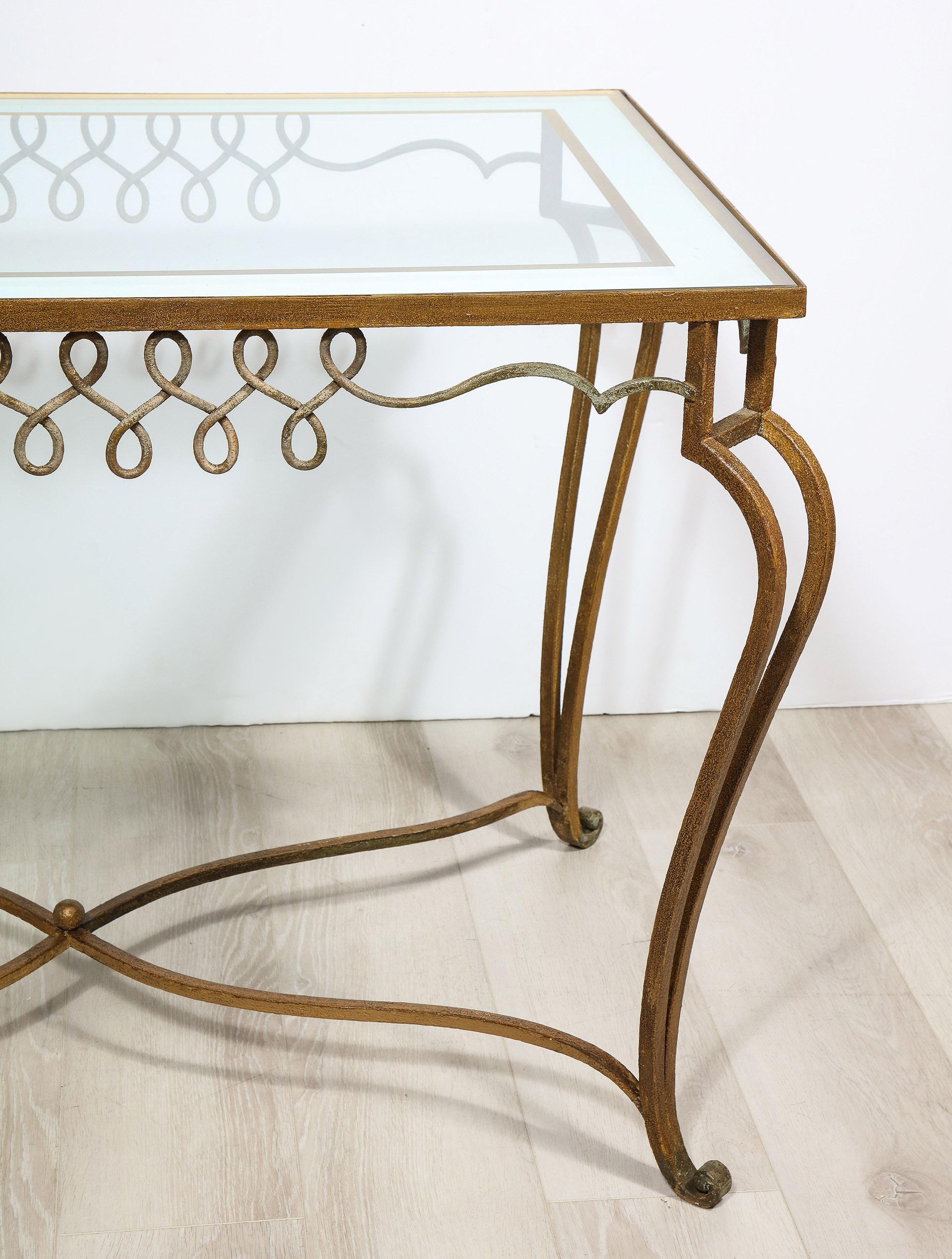 20th Century Iron and Élomisé Table Attributed to René Prou For Sale