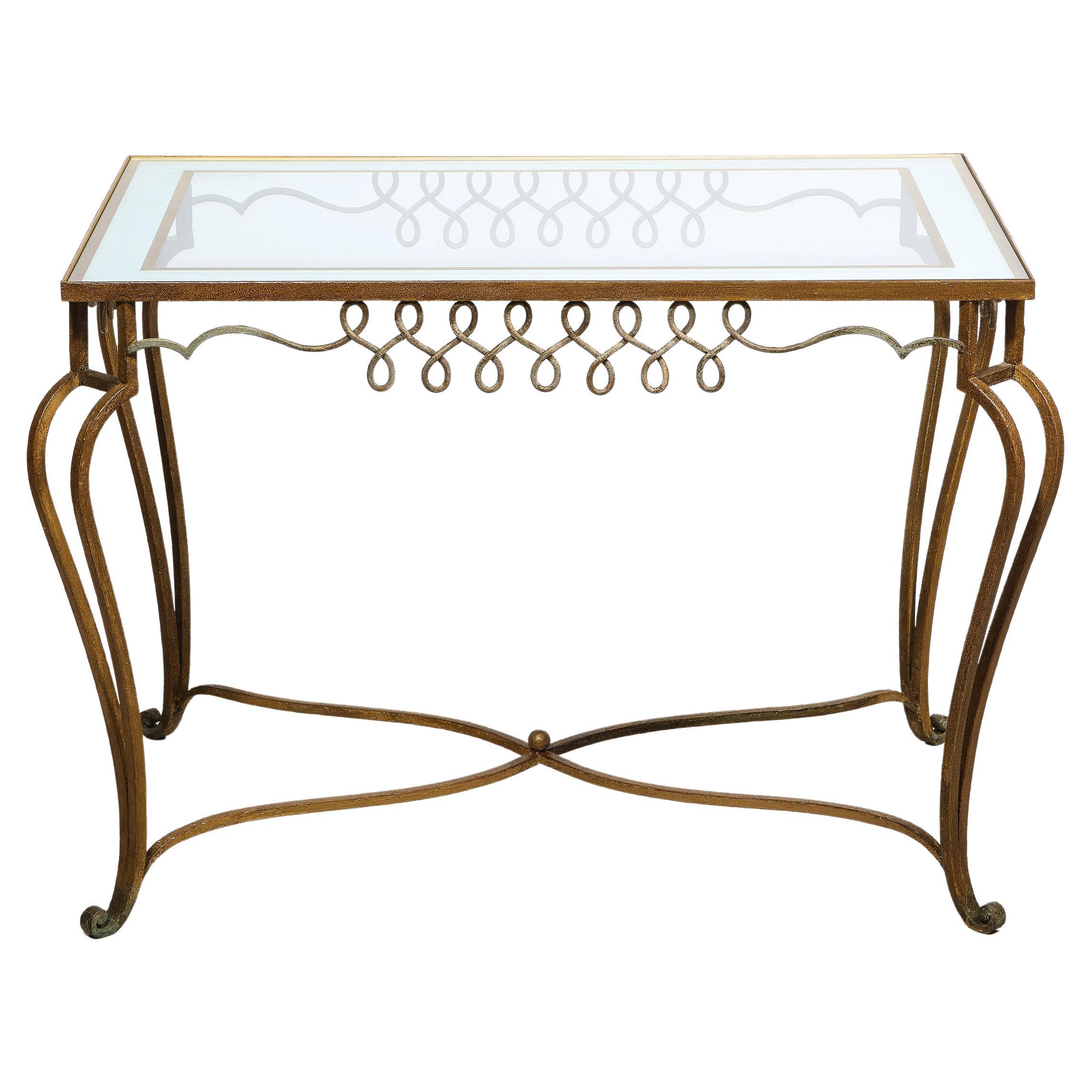 Iron and Élomisé Table Attributed to René Prou For Sale