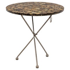 Iron and Fossilized Ammonite Pedestal Tables, 1980's