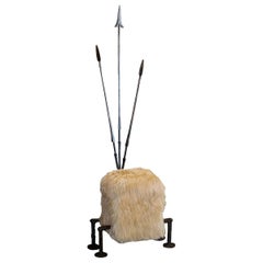 Iron and Fur Throne Stool with Spears