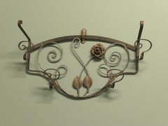 Iron and Gilt Hall Coat Hooks with Mirror
