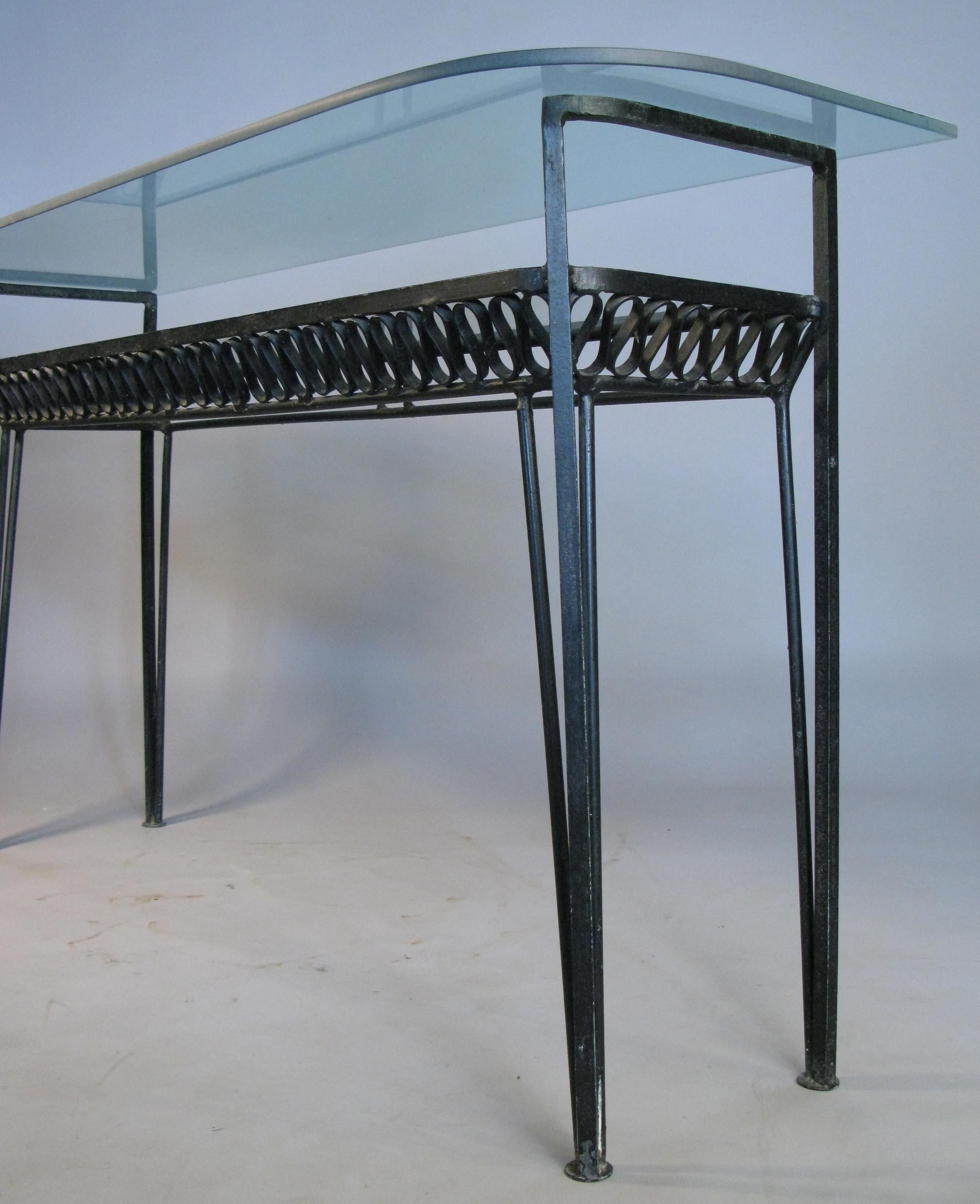 Mid-Century Modern Iron and Glass 1950s Console Table by Salterini