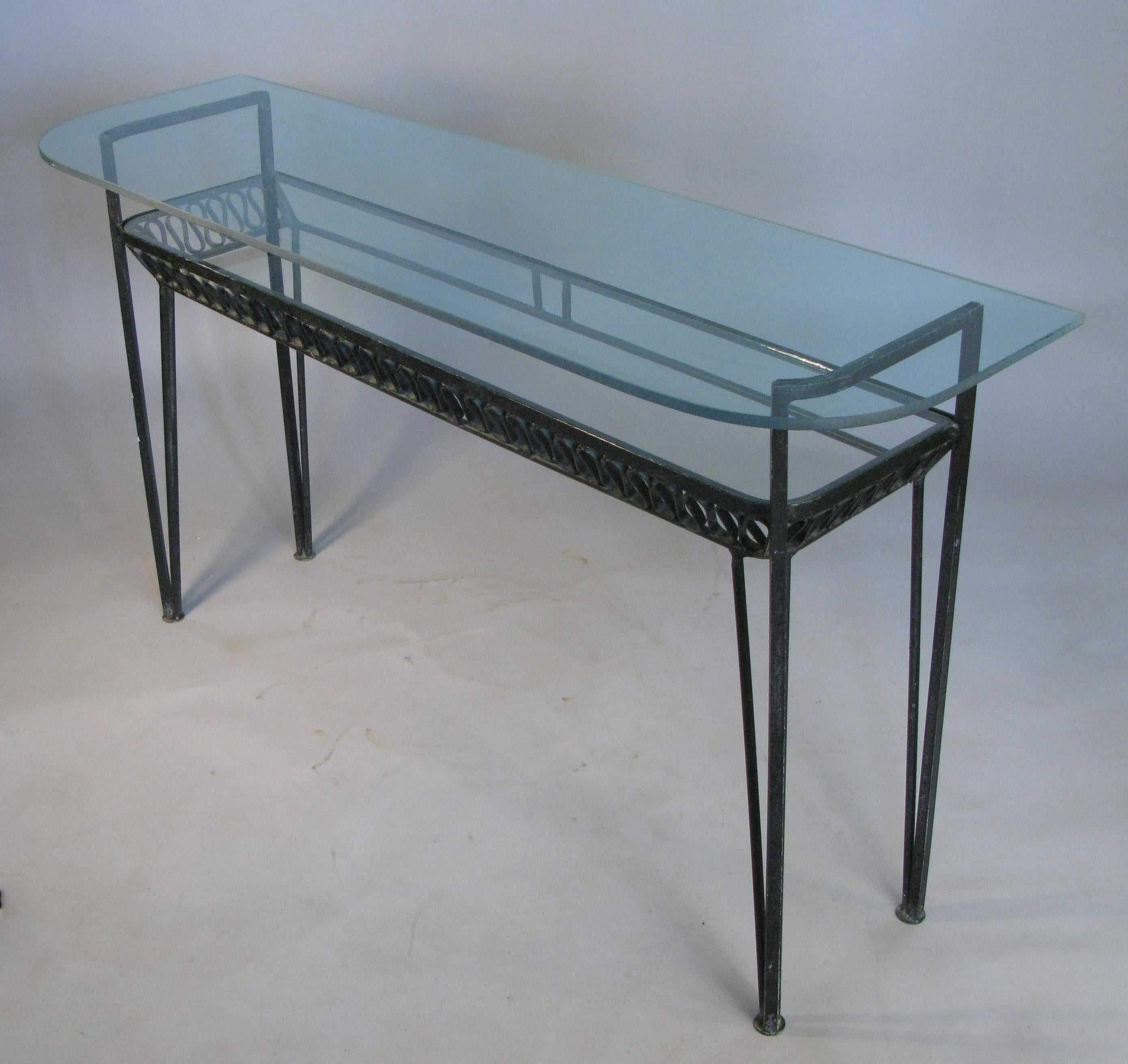 American Iron and Glass 1950s Console Table by Salterini