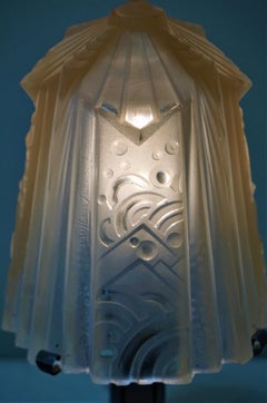 Iron and Glass Art Deco Table Lamp by Muller Freres.