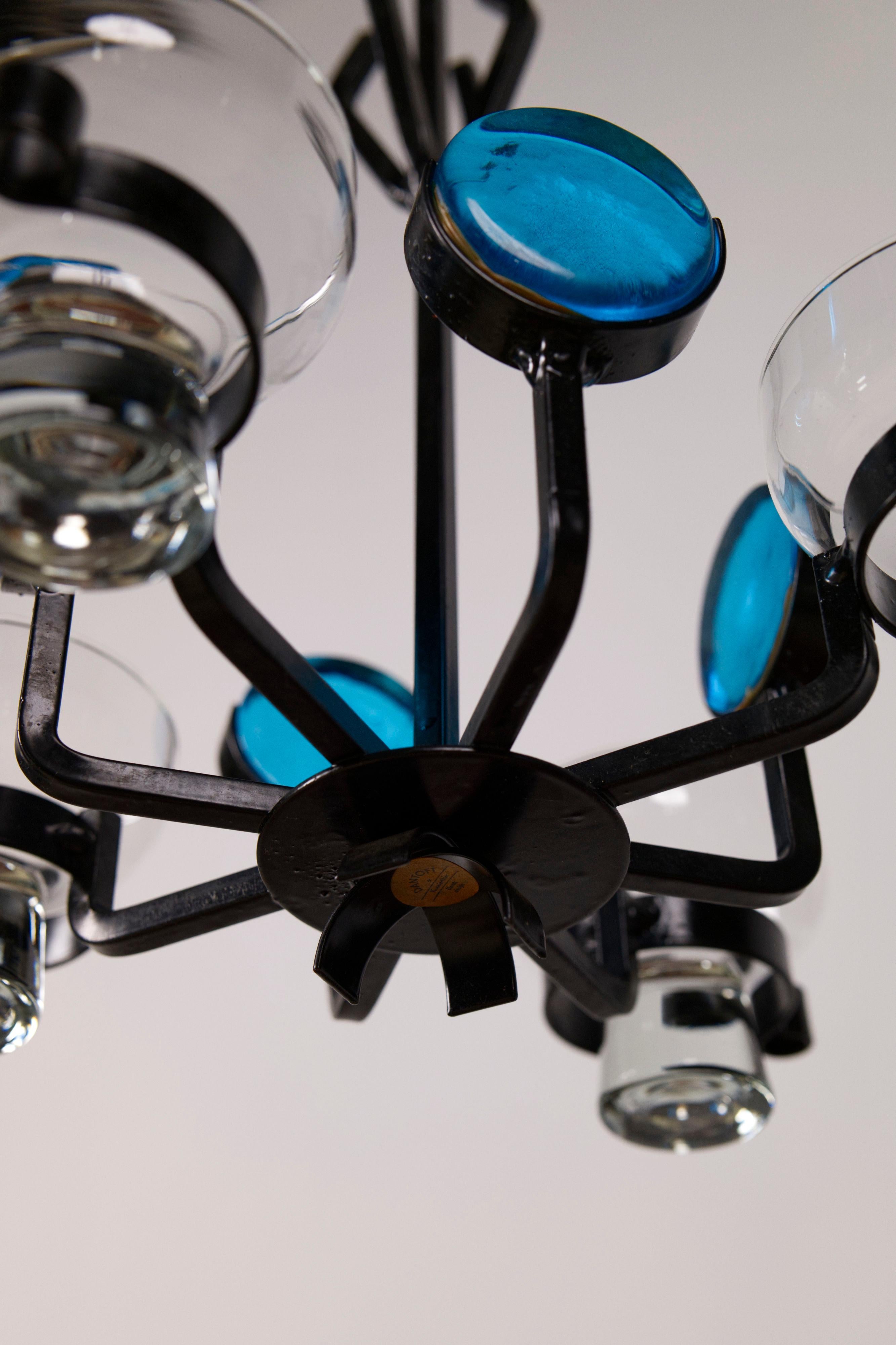 Candelabro portavelas de hierro y cristal de Dantoft Kunstartikler, Años 70 finales del siglo XX en venta