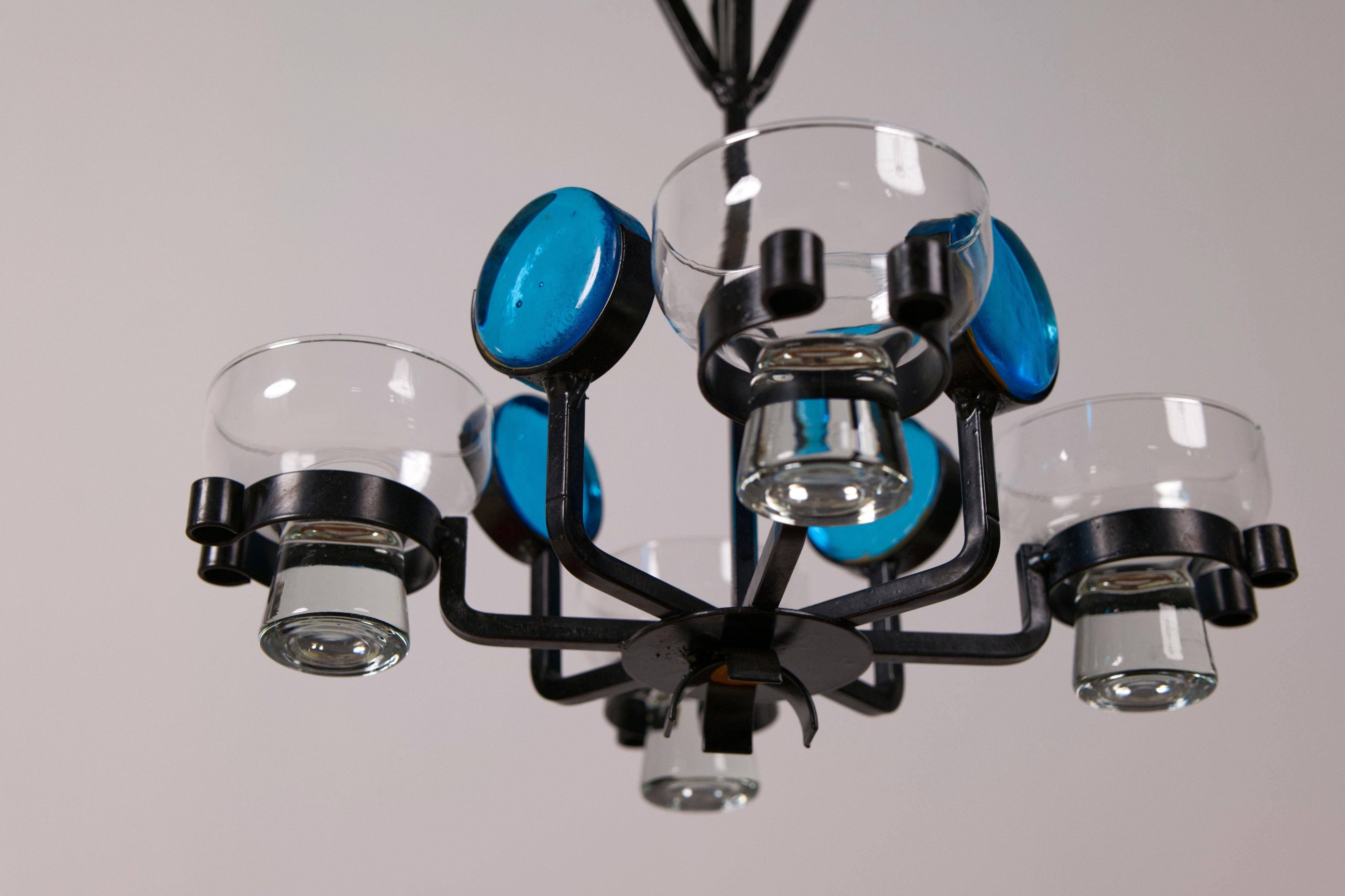 Candelabro portavelas de hierro y cristal de Dantoft Kunstartikler, Años 70 en venta 1