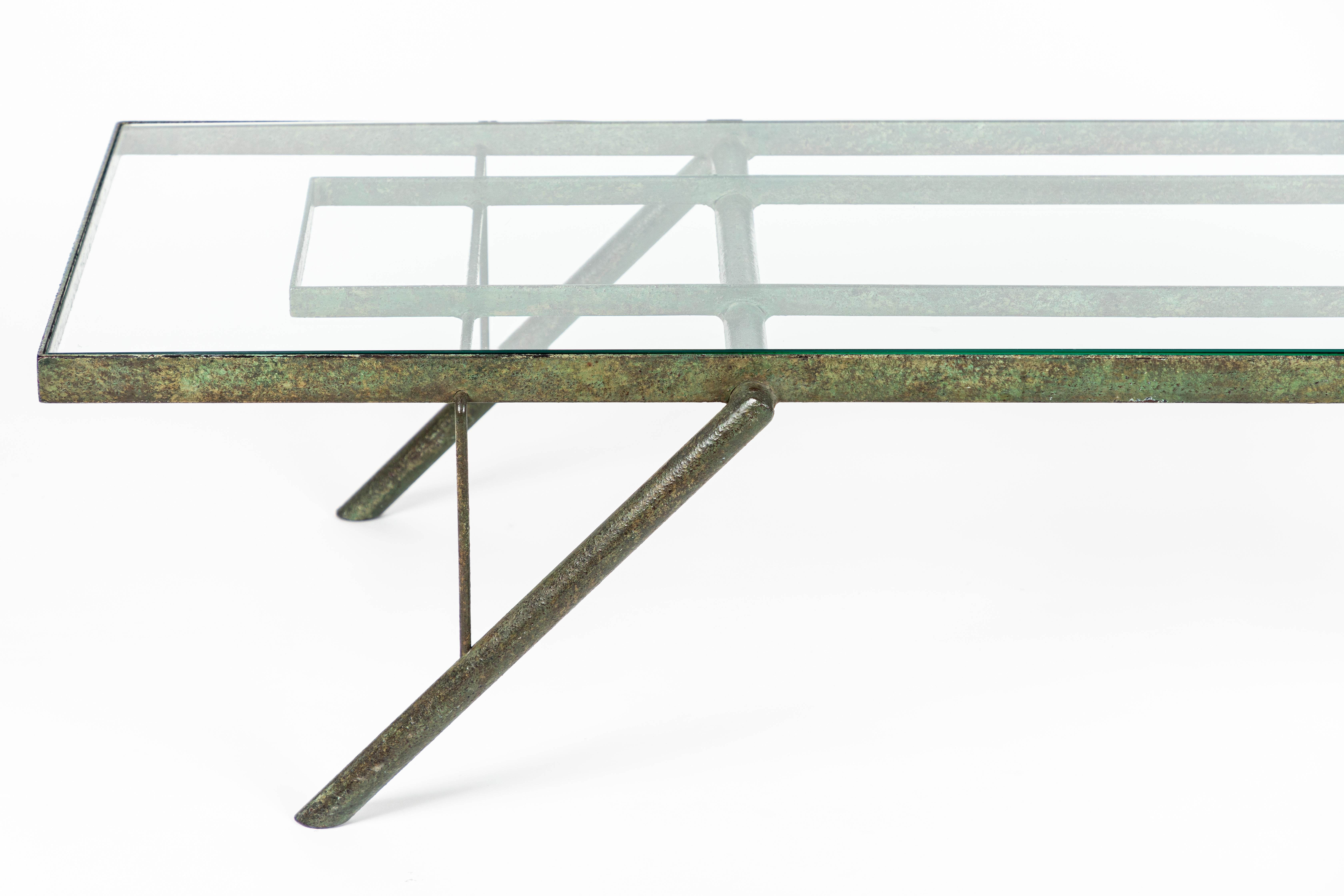 Mid-Century Modern Iron and Glass Cocktail Table designed by William Haines