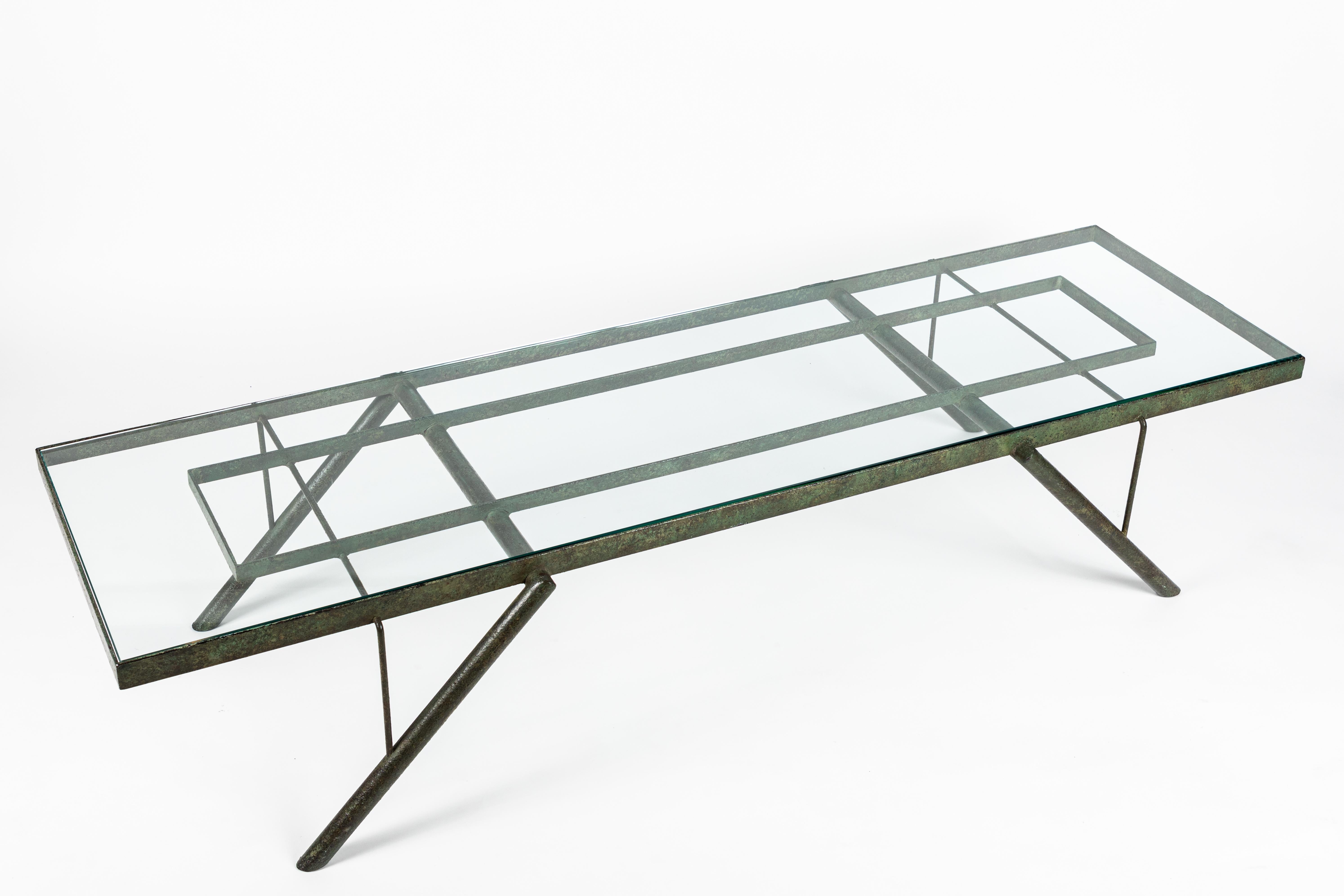 Metal Iron and Glass Cocktail Table designed by William Haines