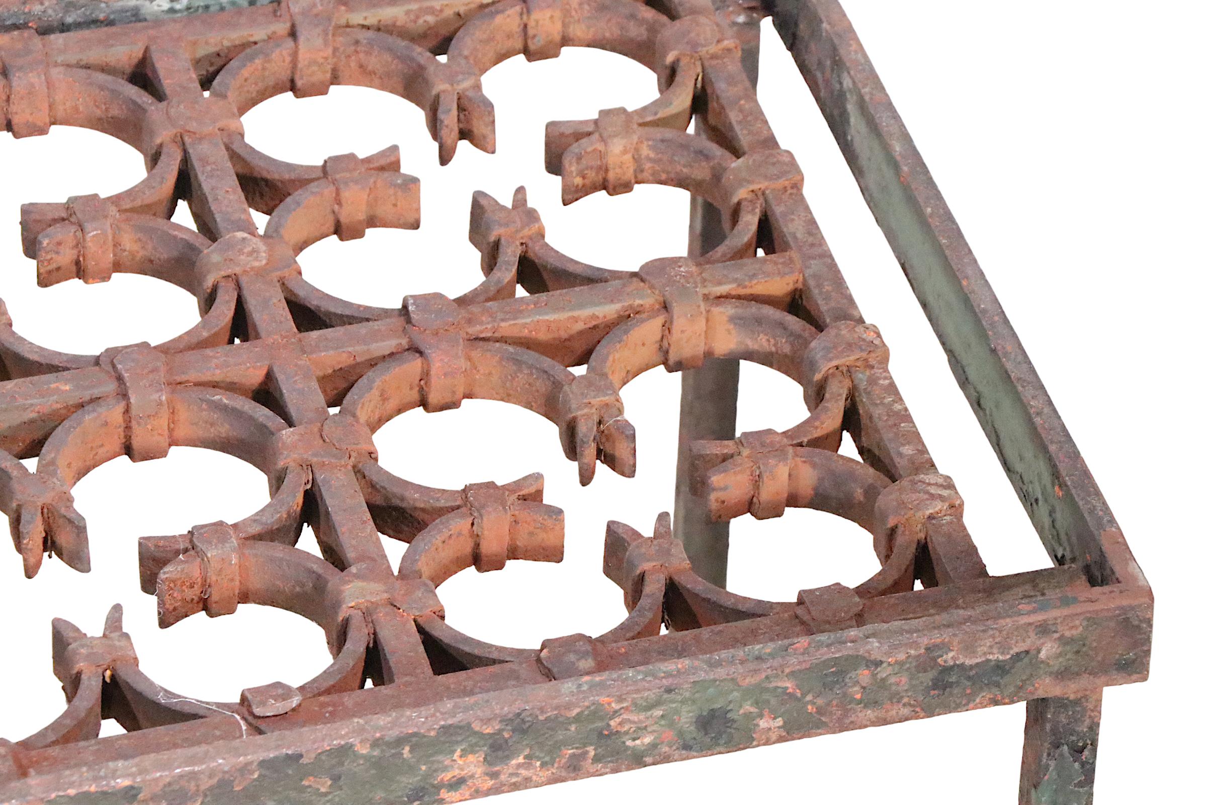 Iron and Glass Coffee Table created from a decorative  architectural iron panel 5