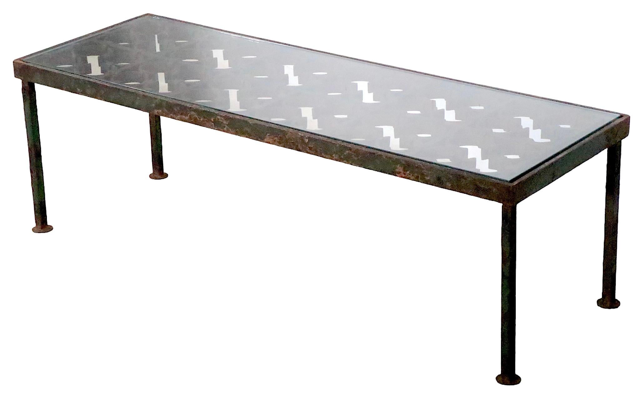 Iron and Glass Coffee Table created from a decorative  architectural iron panel 2