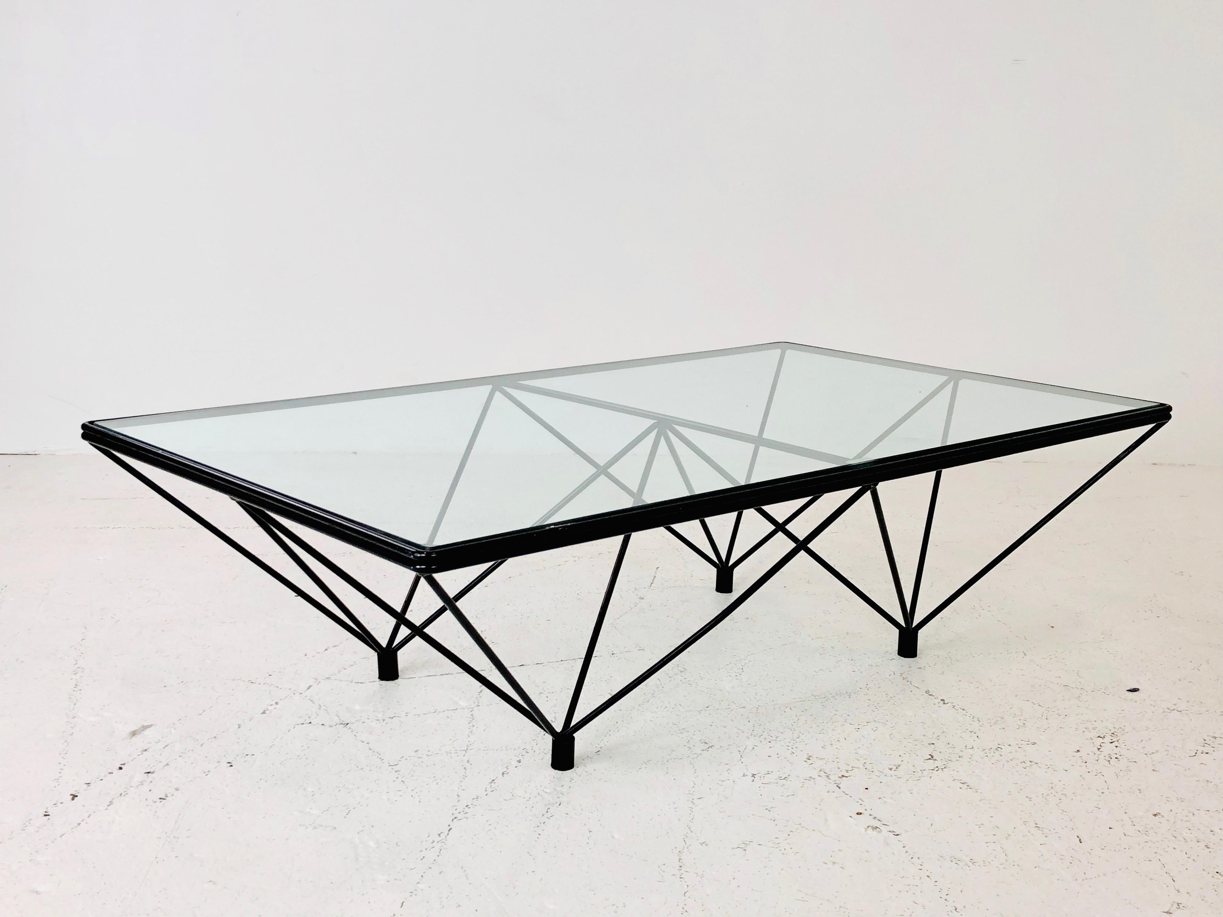 Mid-Century Modern Iron and Glass Coffee Table in the Style of Paolo Piva