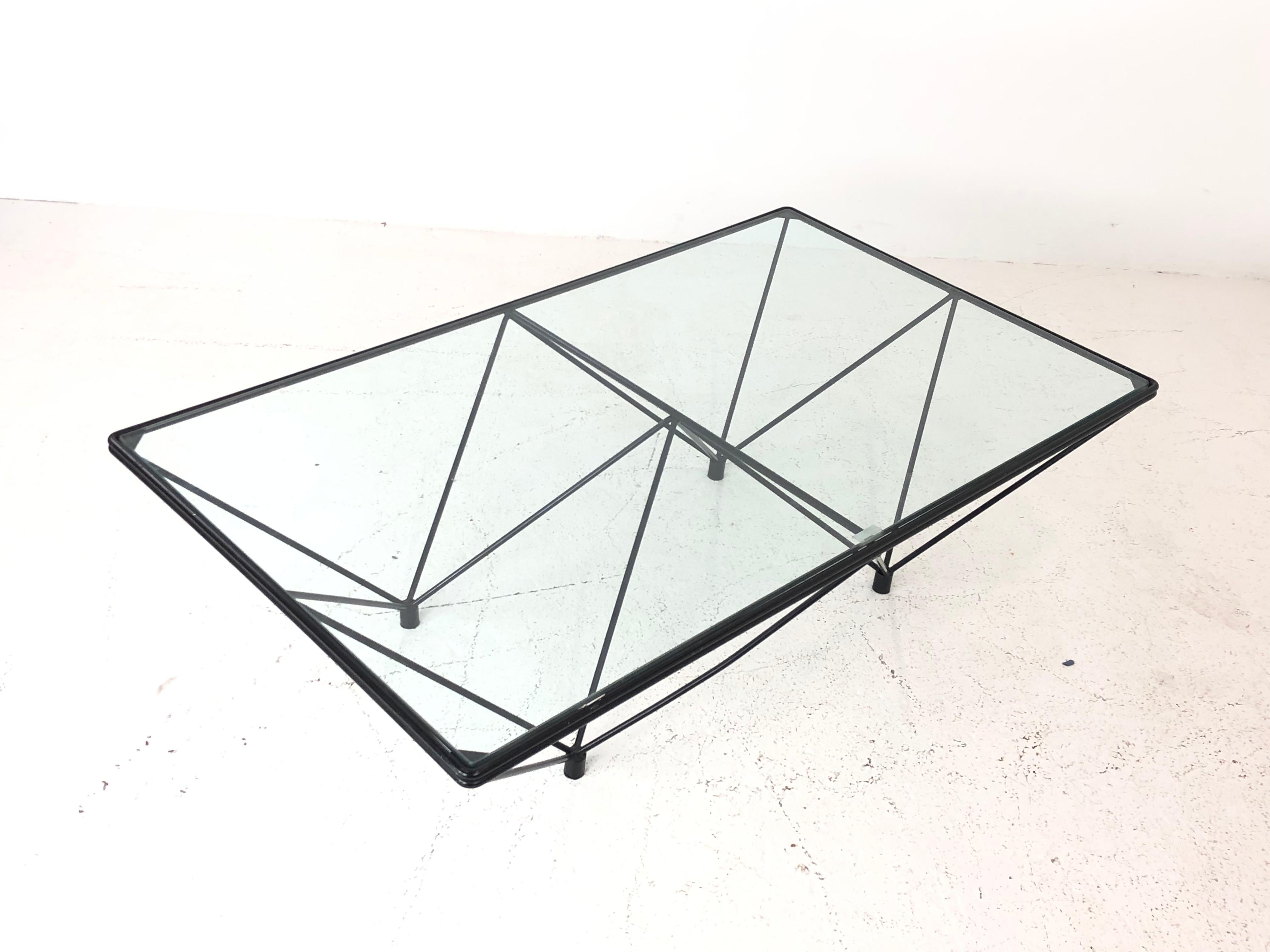 Iron and Glass Coffee Table in the Style of Paolo Piva In Good Condition In Dallas, TX