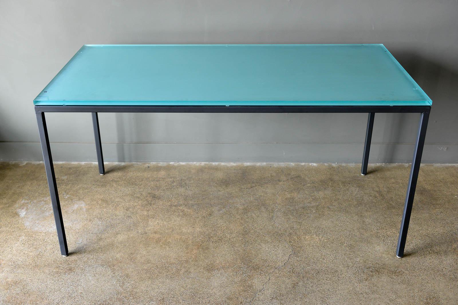 Mid-Century Modern Iron and Glass Dining Table or Desk by Darrell Landrum for Avard NYC, 1950 For Sale