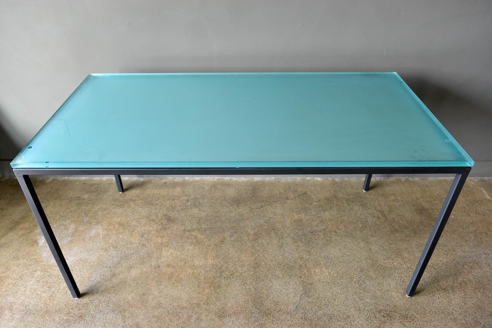 American Iron and Glass Dining Table or Desk by Darrell Landrum for Avard NYC, 1950 For Sale
