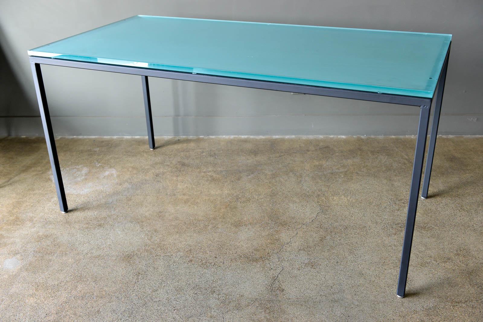 Frosted Iron and Glass Dining Table or Desk by Darrell Landrum for Avard NYC, 1950 For Sale