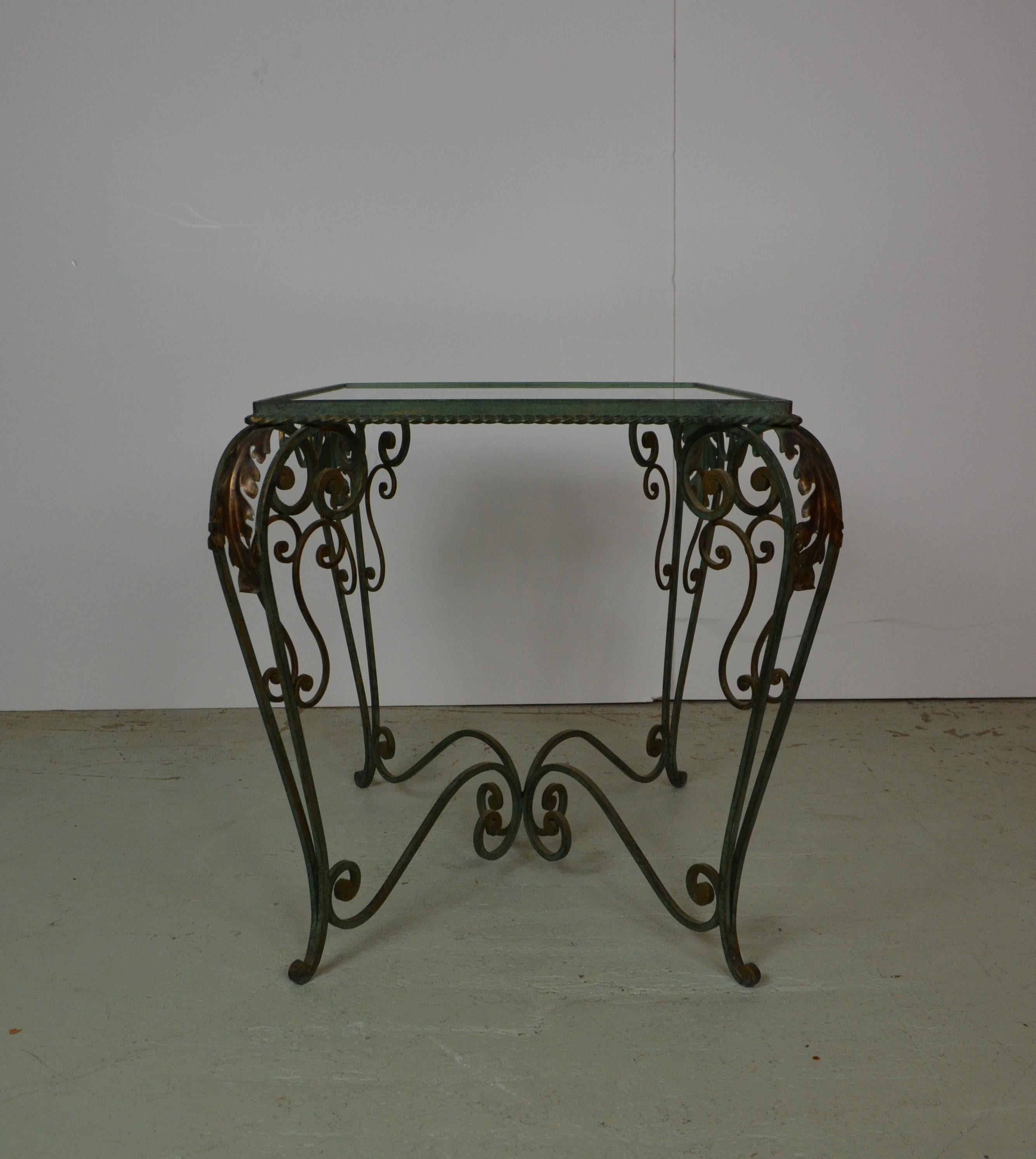 Iron and Glass End / Coffee Table In Good Condition In Pomona, CA