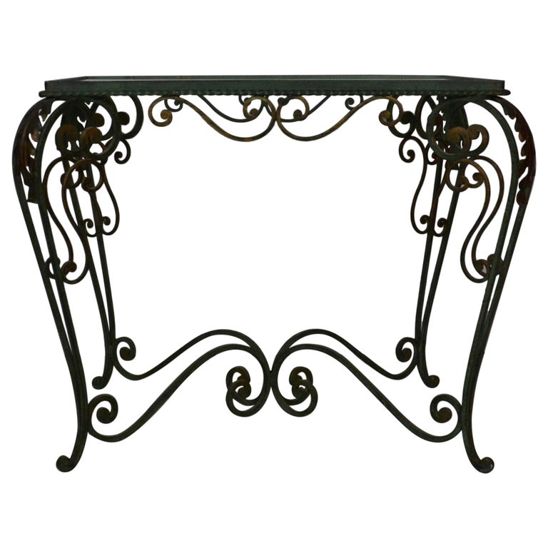 Iron and Glass End / Coffee Table at 1stDibs