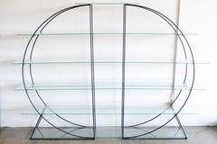 Iron and Glass Floating Étagère or Dry Bar, circa 1960