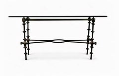 Console in ferro e vetro in stile Giacometti
