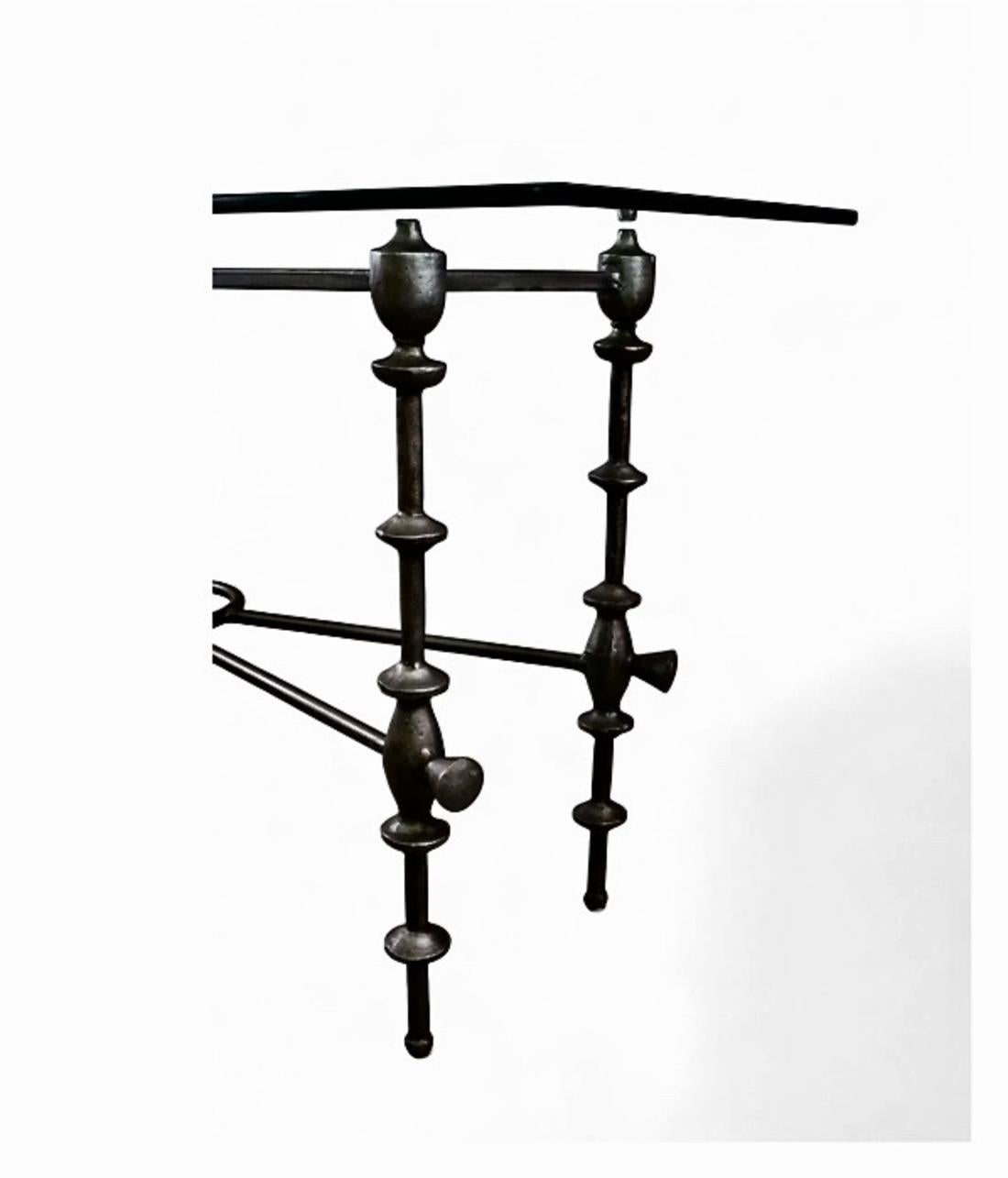 Mid-Century Modern Iron and Glass Giacometti-Style Console