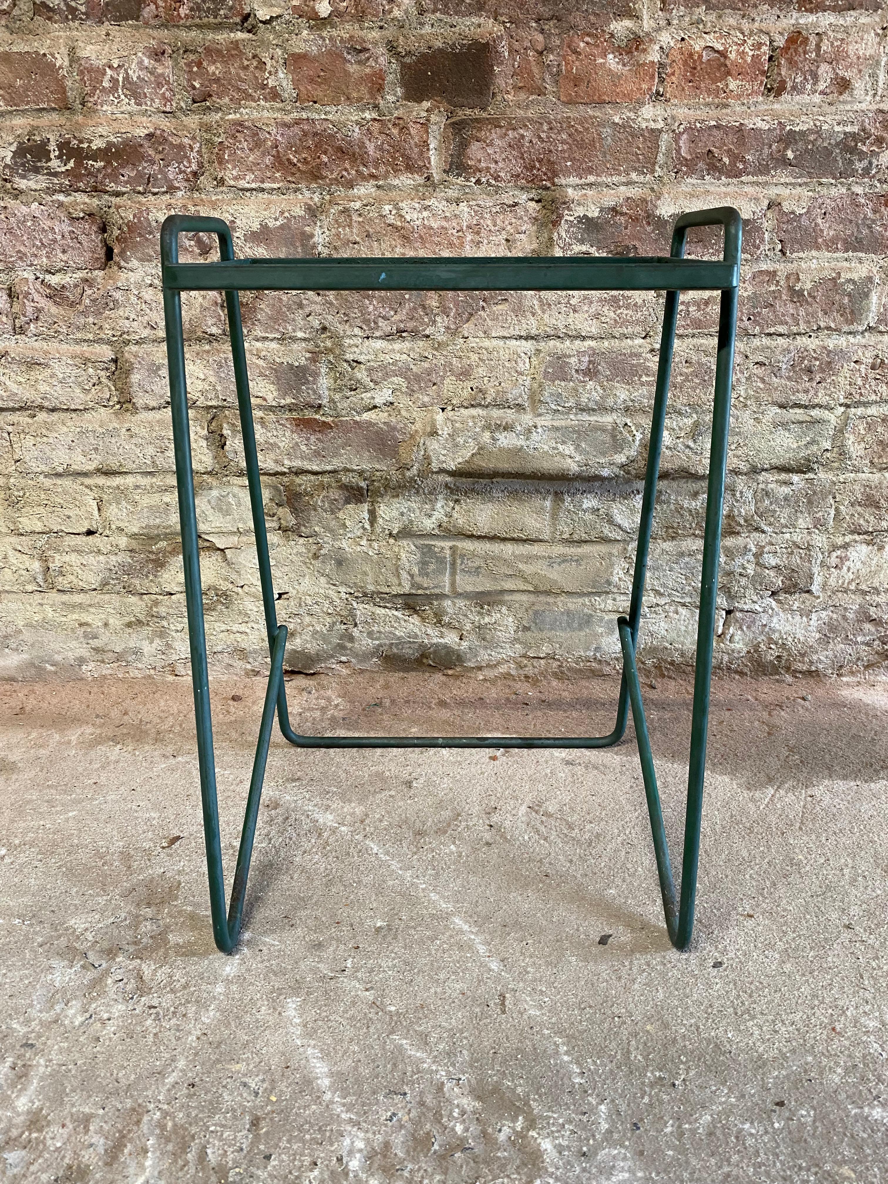Mid-20th Century Iron and Glass Hairpin Leg End Table