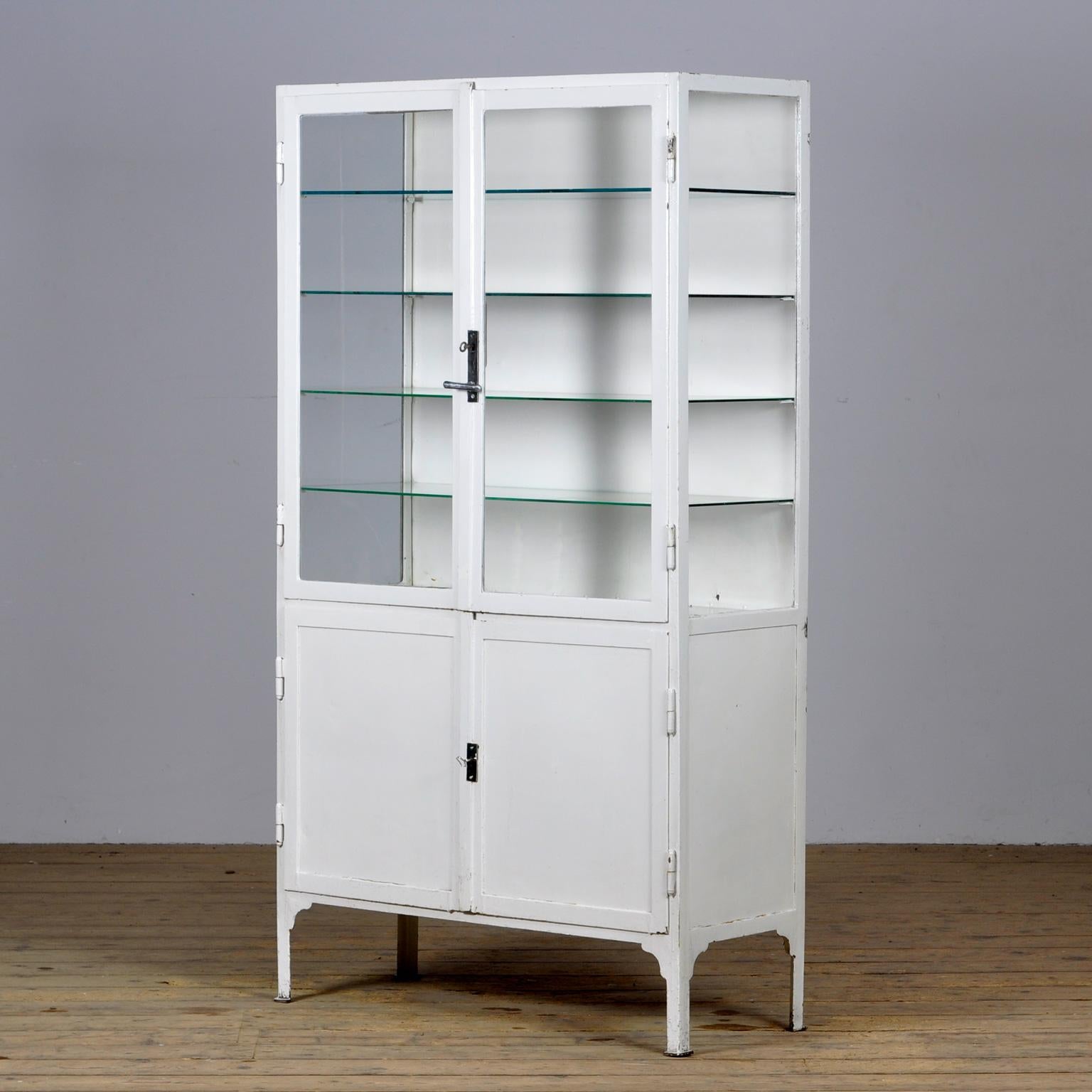 Hungarian Iron and Glass Medical Display Cabinet, 1930s