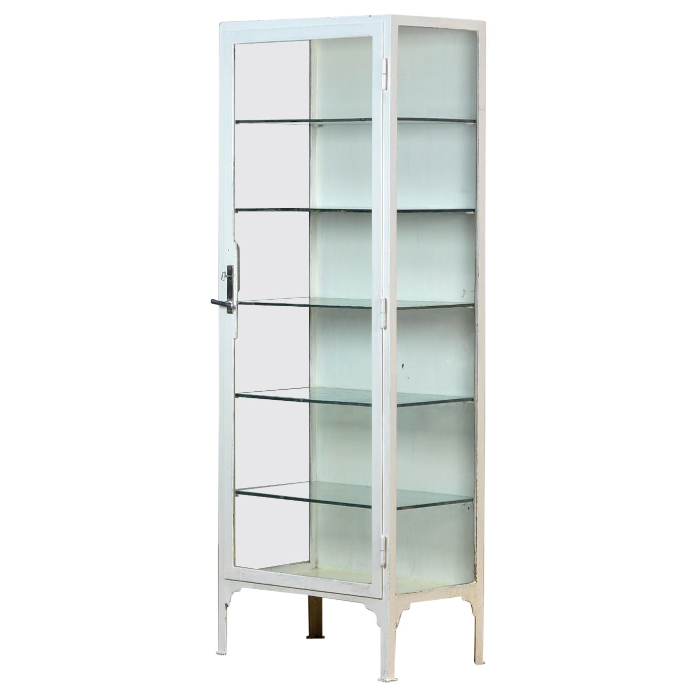 Iron and Glass Medical Display Cabinet, 1930s