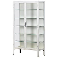 Iron and Glass Medical Display Cabinet, 1930s