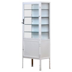 Iron And Glass Medical Display Cabinet, 1930s