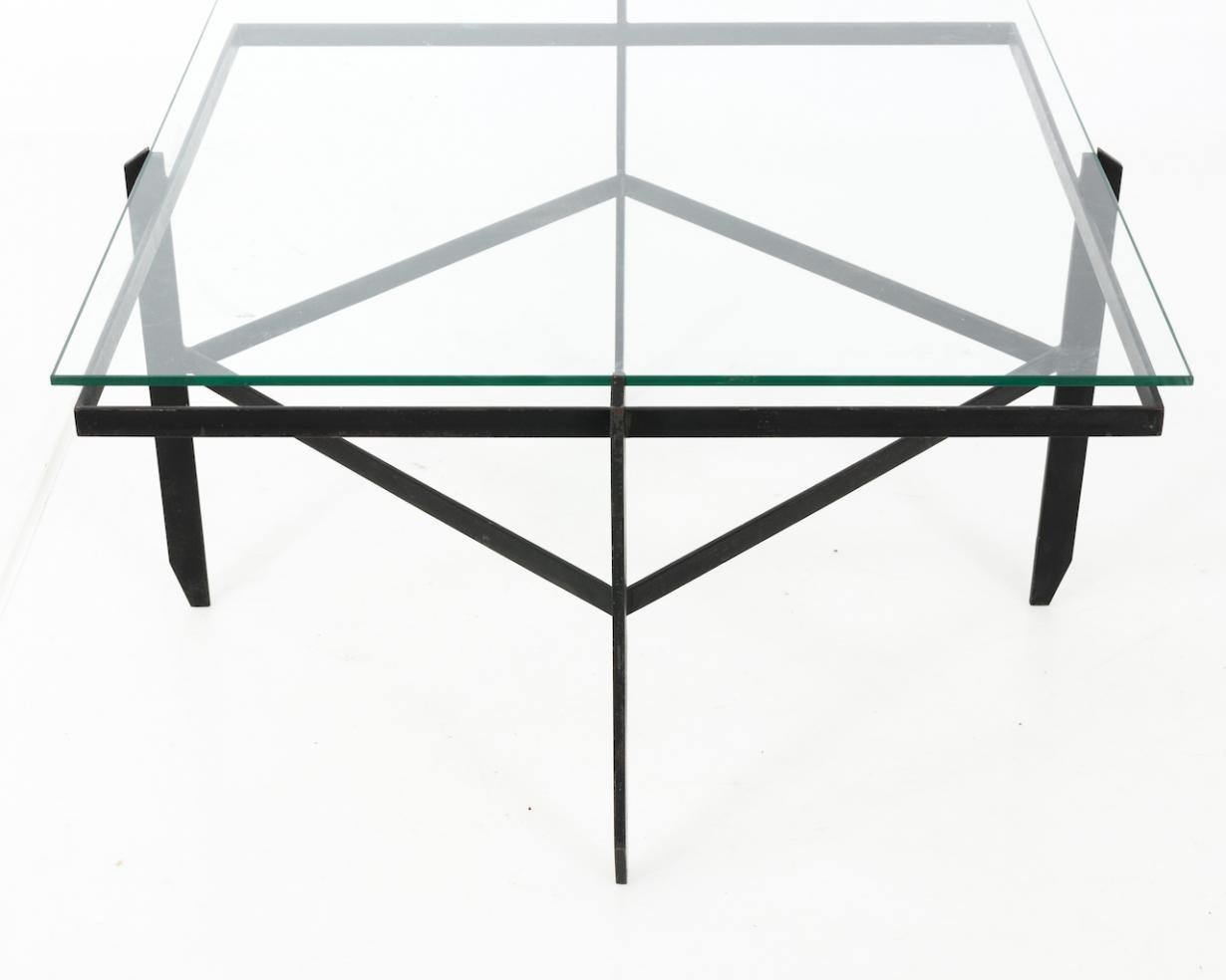 Mid-Century Modern Vintage Iron and Glass MId Century Modern Coffee Table For Sale