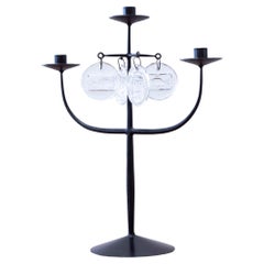 Chandelier à prisme en fer et en verre par Erik Höglund , Boda Smide, années 1950