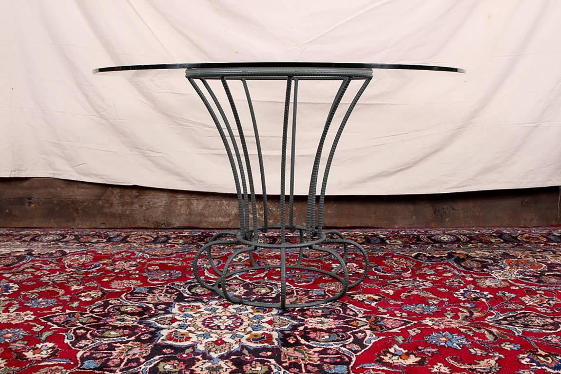 Iron and Glass Round Table by Rebar In Good Condition In Bridgeport, CT