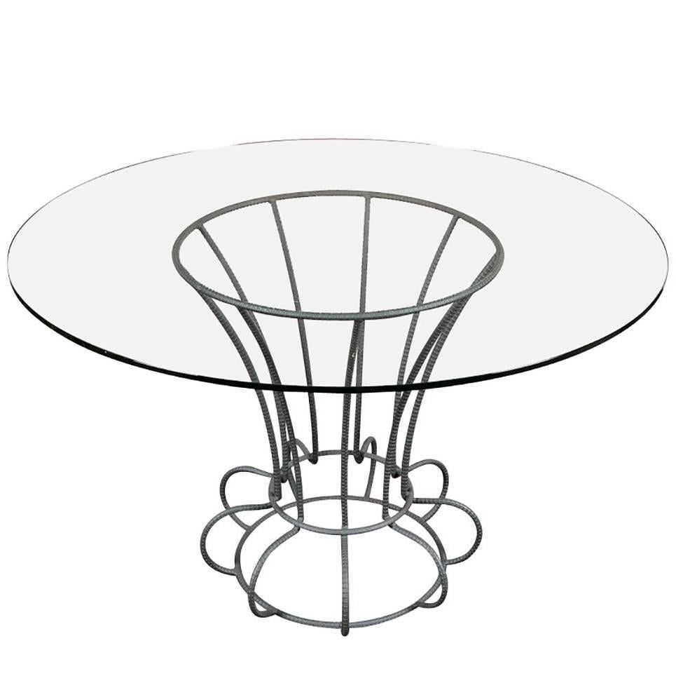 Iron and Glass Round Table by Rebar