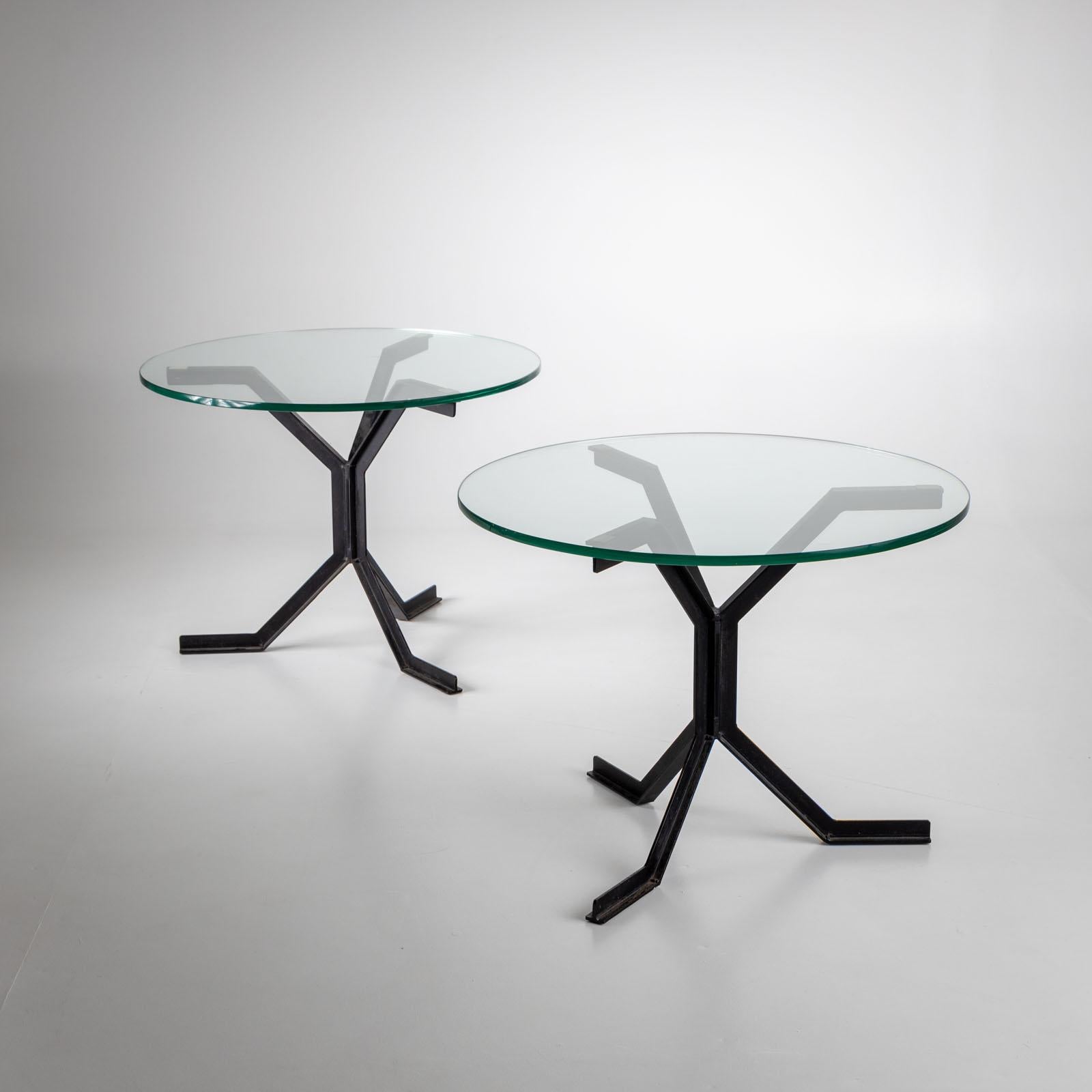 Iron and Glass Side Tables, 20th Century For Sale 1