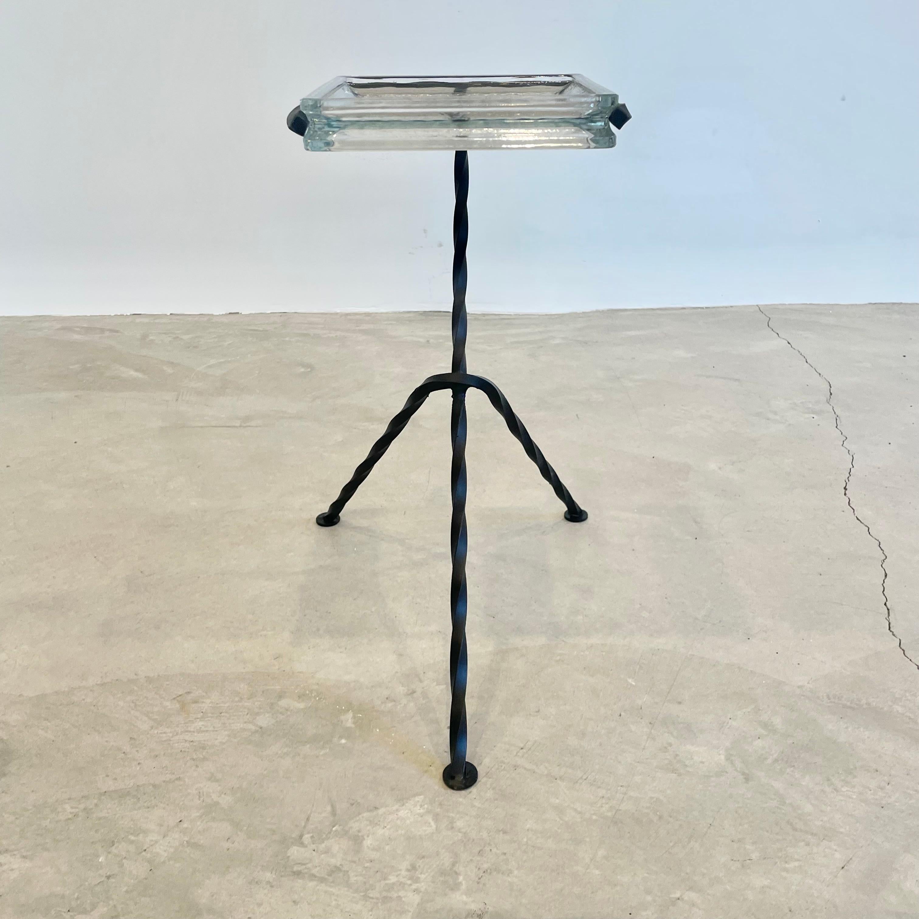 French Iron and Glass Standing Catchall, 1960s France