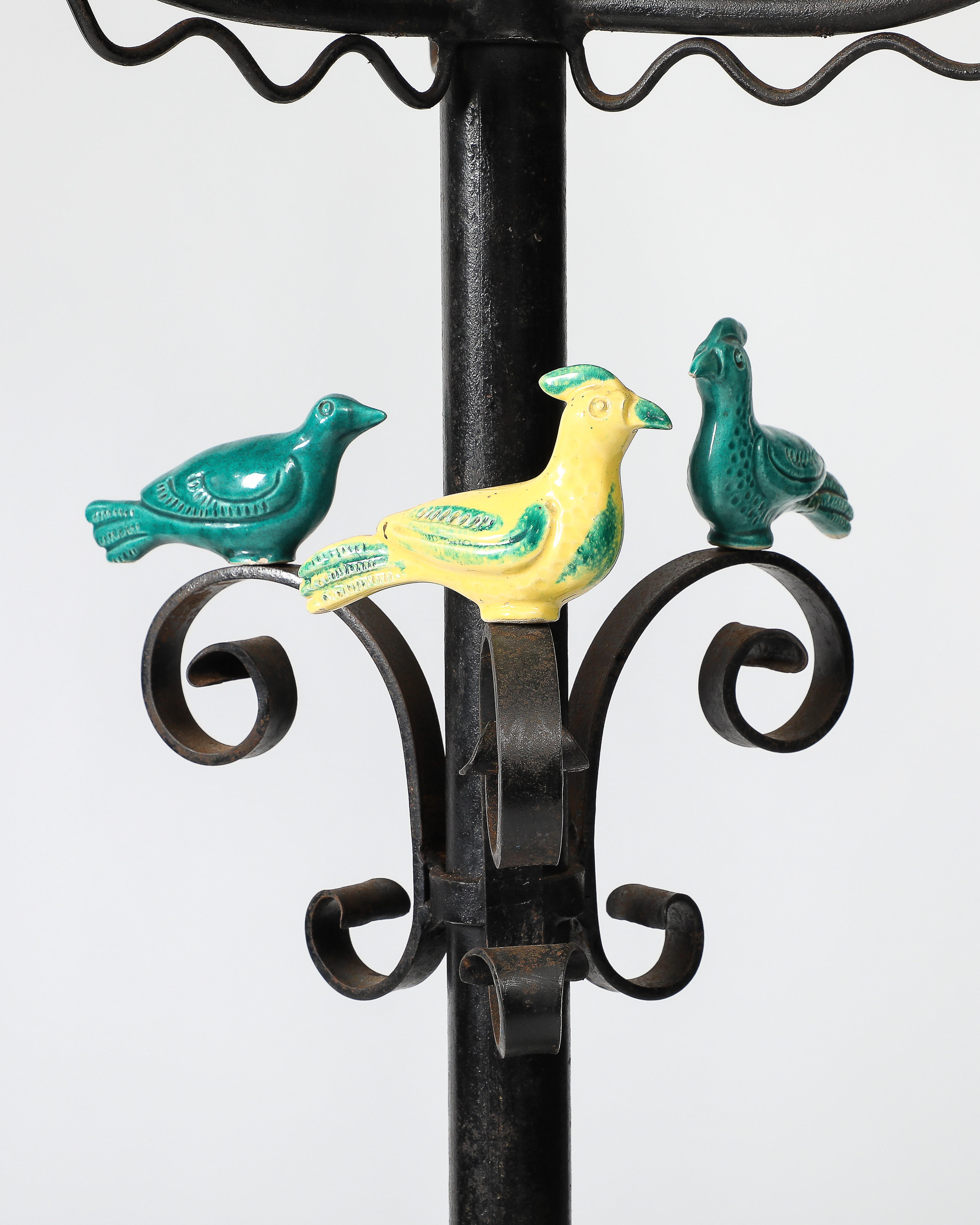Iron and Glazed Ceramic Floor Lamp, France, c. 1940 6