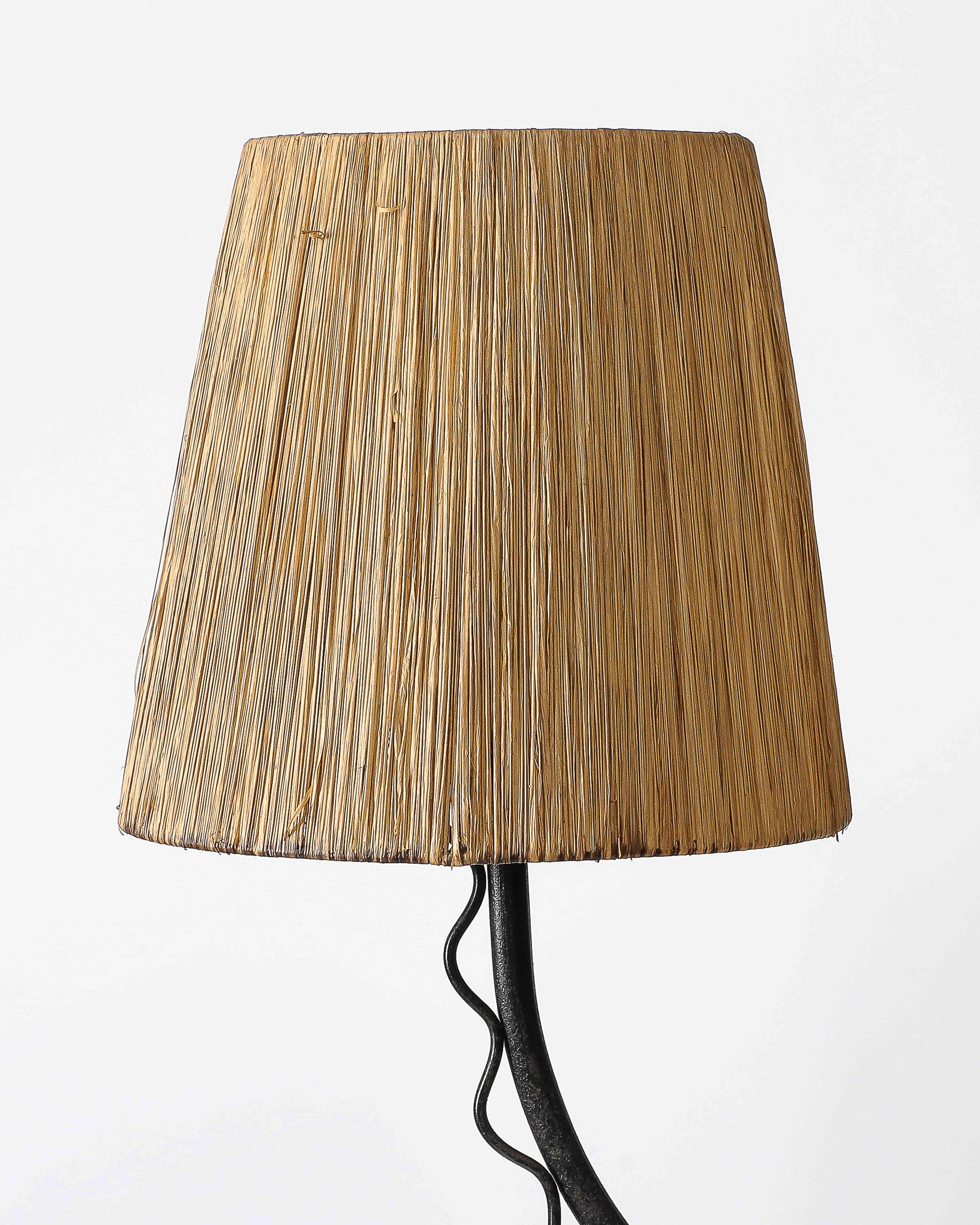 Iron and Glazed Ceramic Floor Lamp, France, c. 1940 8