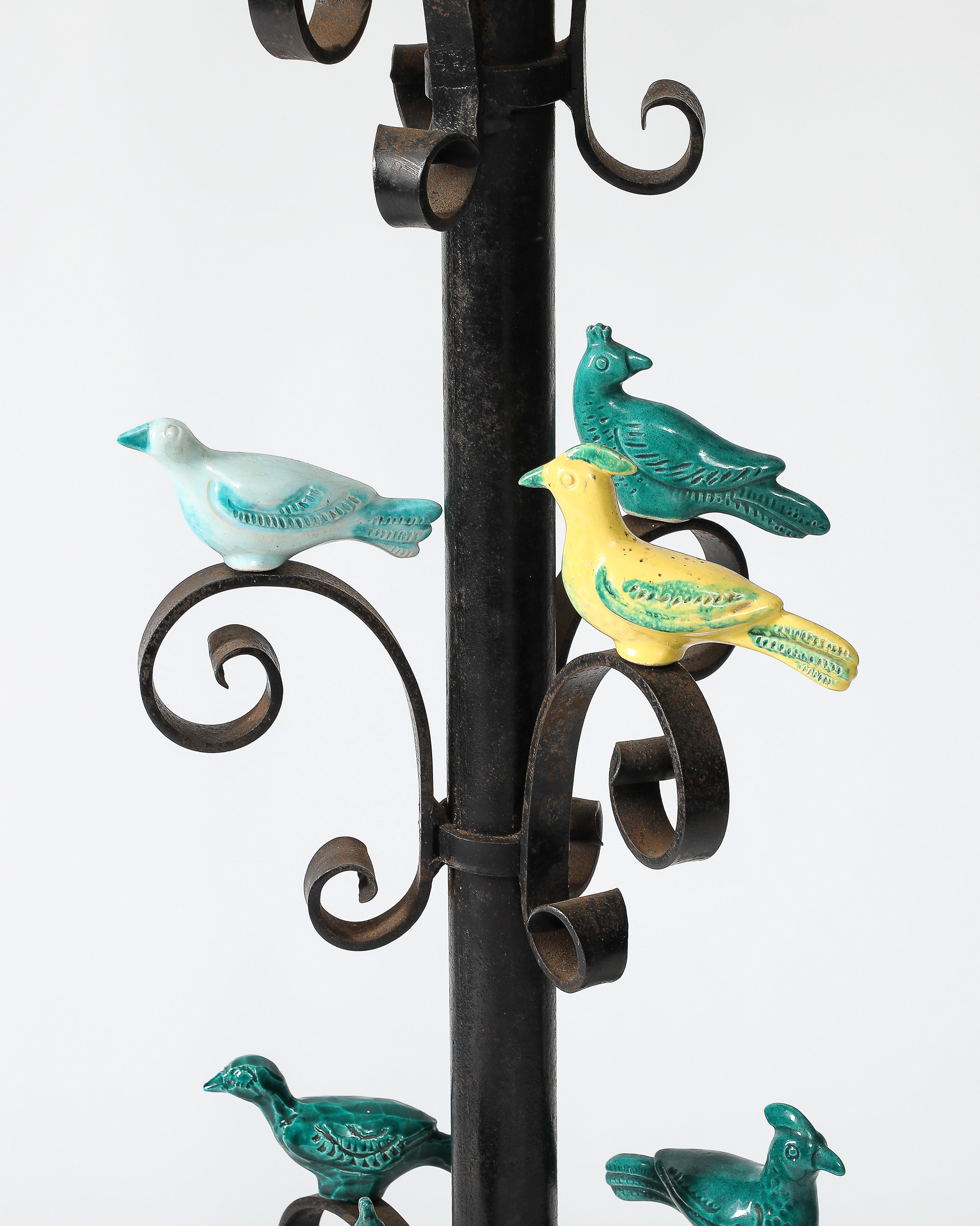 Iron and Glazed Ceramic Floor Lamp, France, c. 1940 9