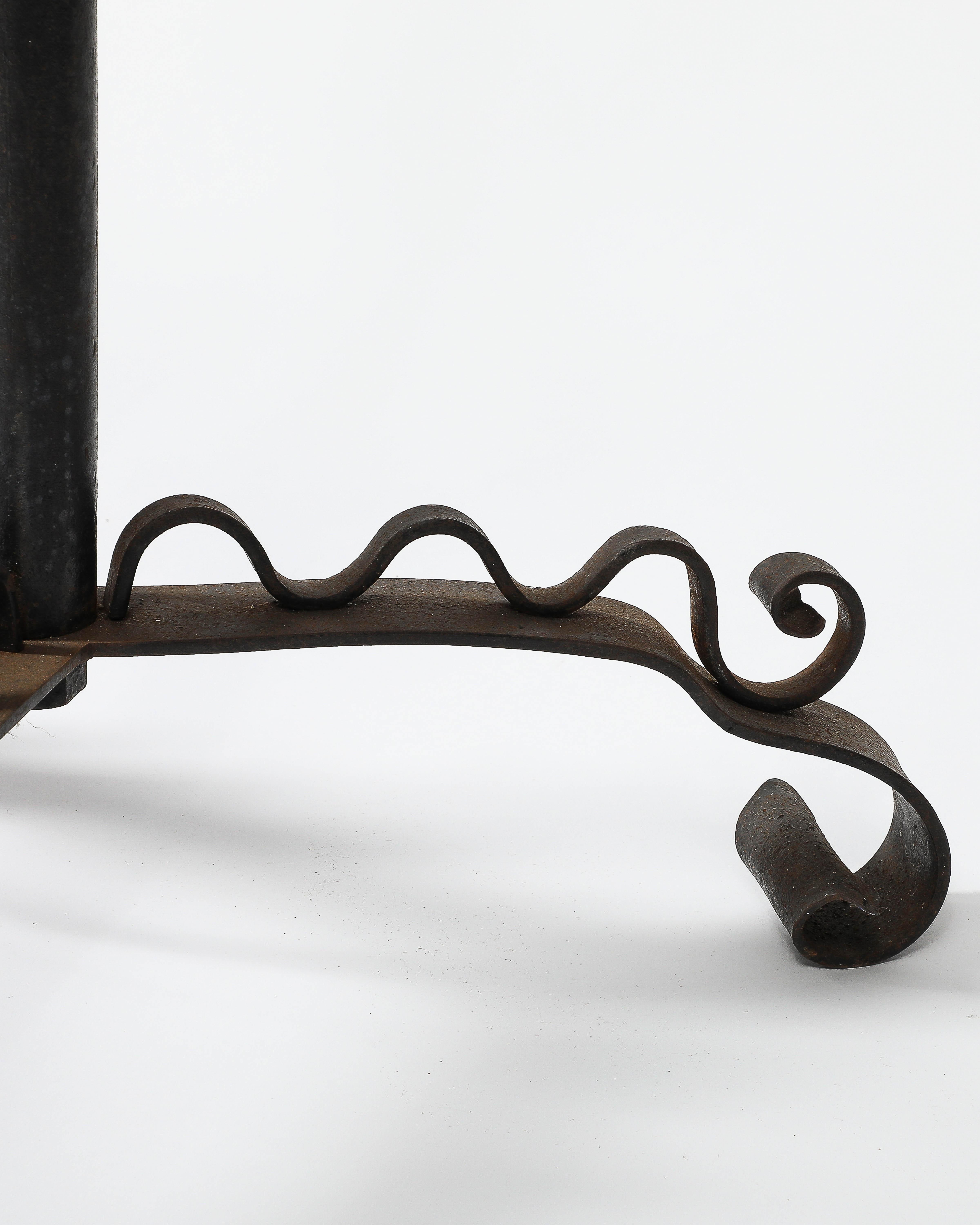 Iron and Glazed Ceramic Floor Lamp, France, c. 1940 10