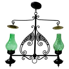 Iron and Green Hurricane Horizontal Light Fixture