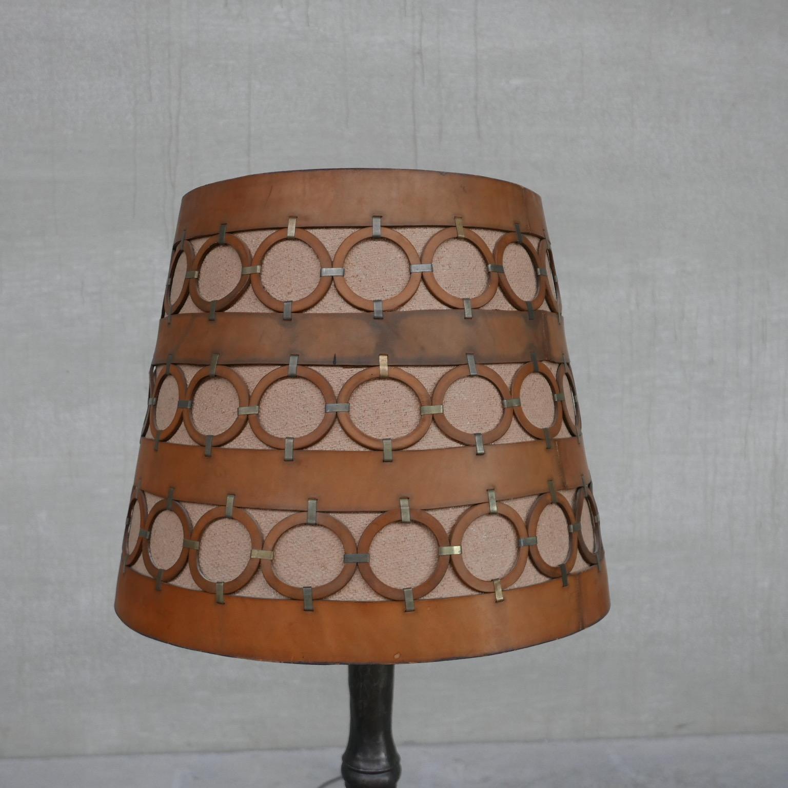 Iron and Leather Brutalist Mid-Century Spanish Floor Lamp 6