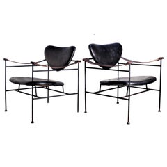 Iron and Leather Chairs in the Style of Finn Juhl, circa 1950