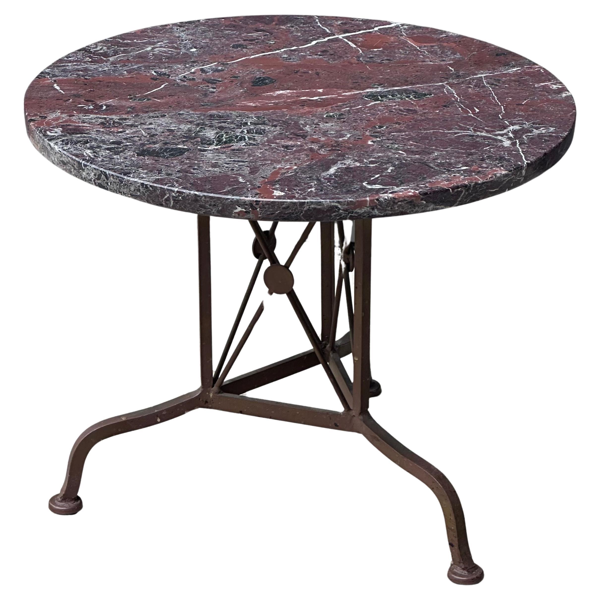 Iron and Marble Cedric Hartman Style Side Table For Sale 4
