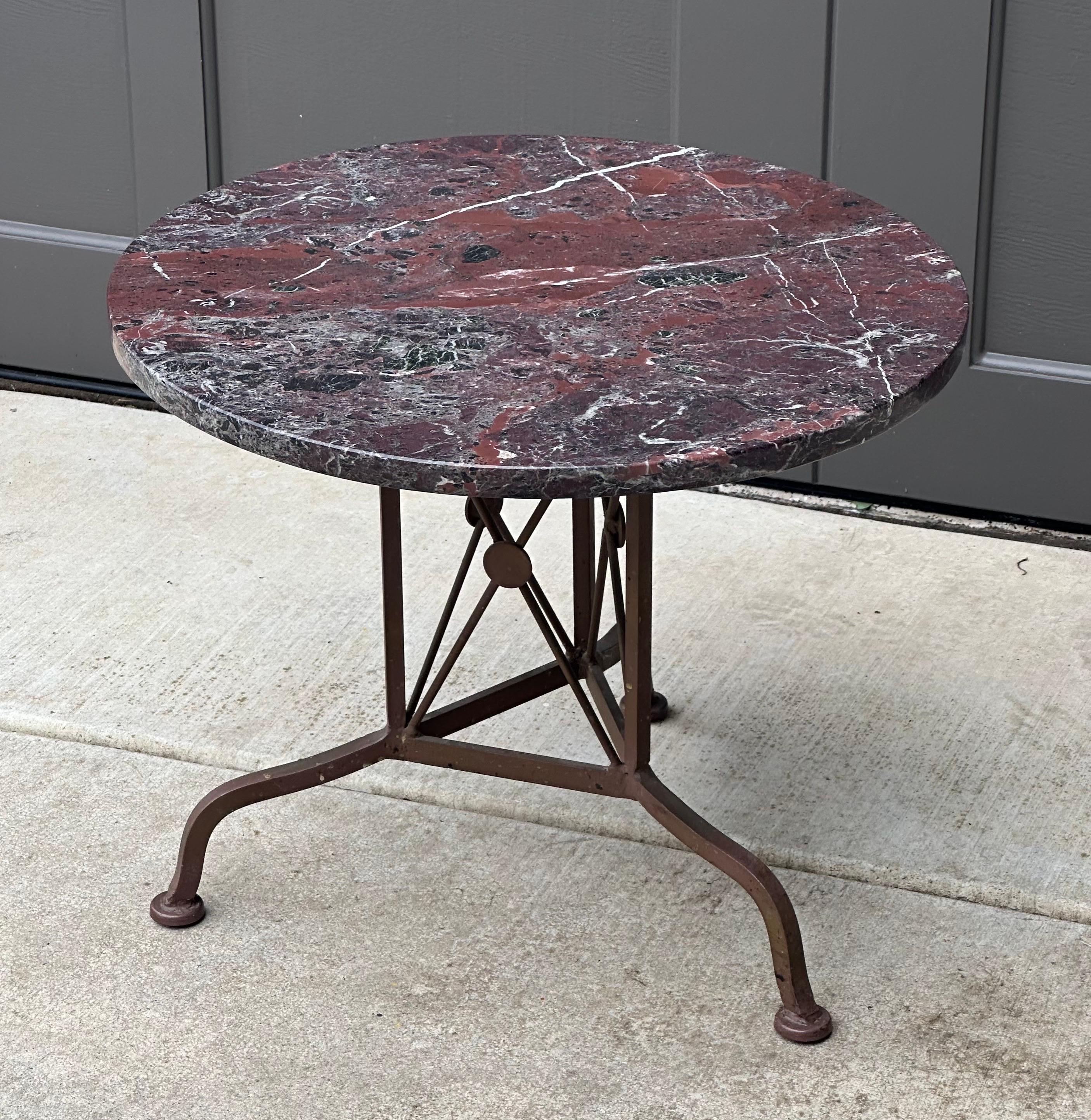 American Iron and Marble Cedric Hartman Style Side Table For Sale