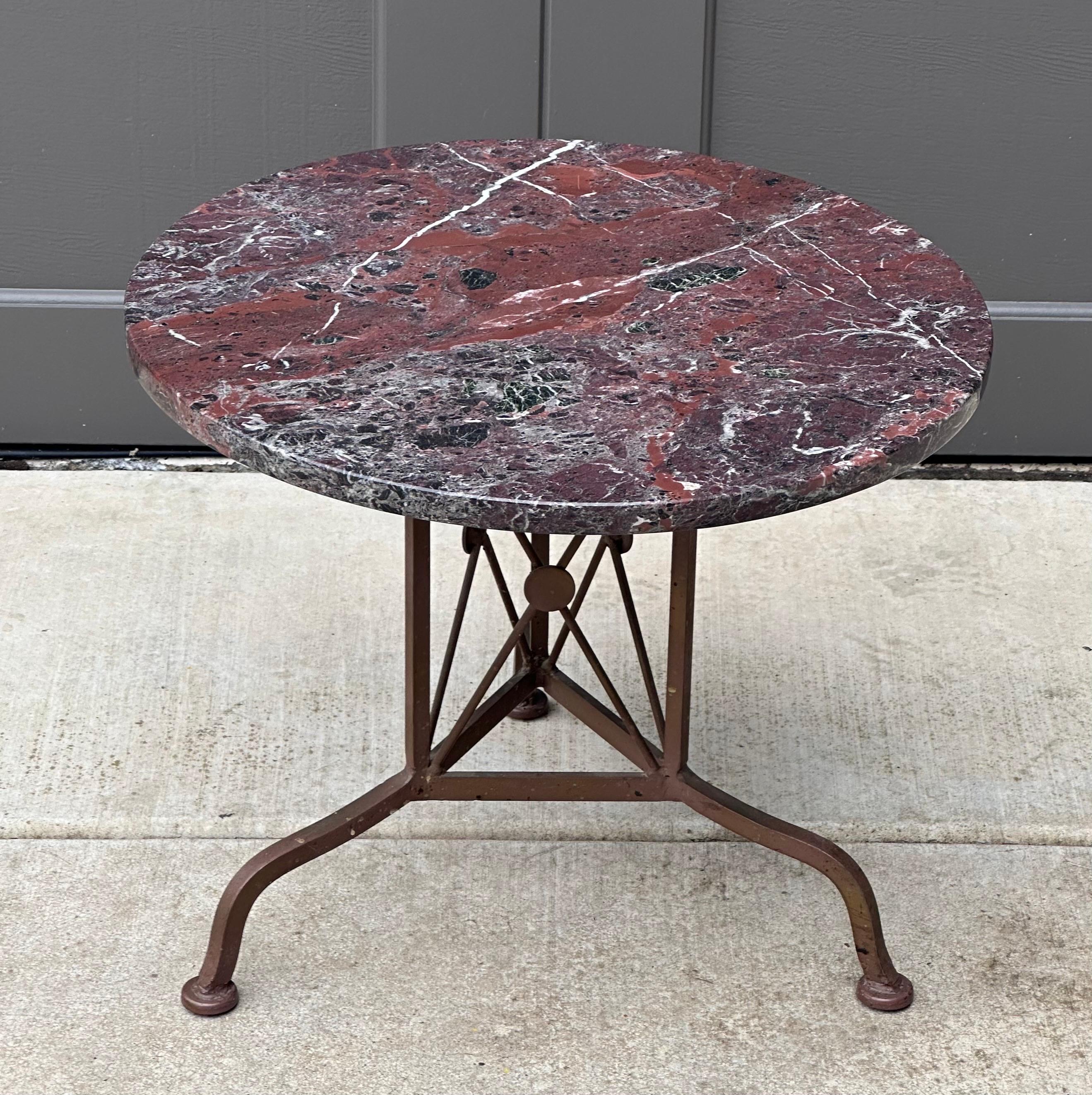 Iron and Marble Cedric Hartman Style Side Table For Sale 2