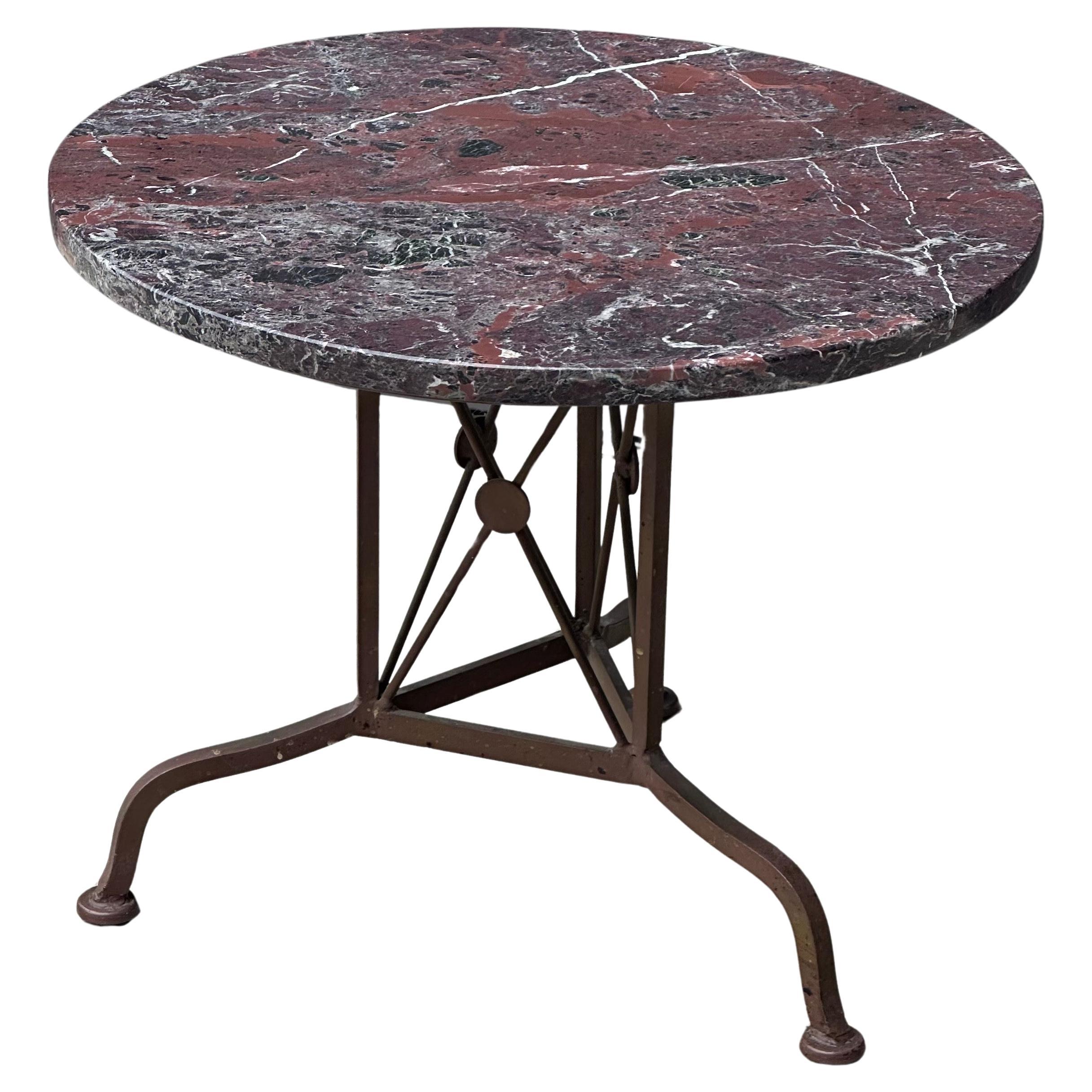 Iron and Marble Cedric Hartman Style Side Table For Sale